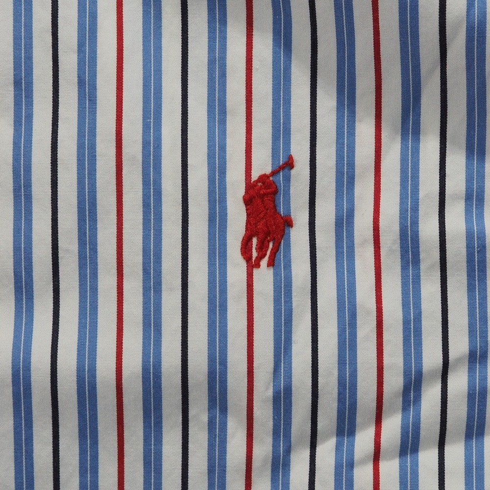 Ralph Lauren Shirt Mens 17 1/2 Blue Striped Long Sleeve Classic Fit Button Down - Picture 10 of 10